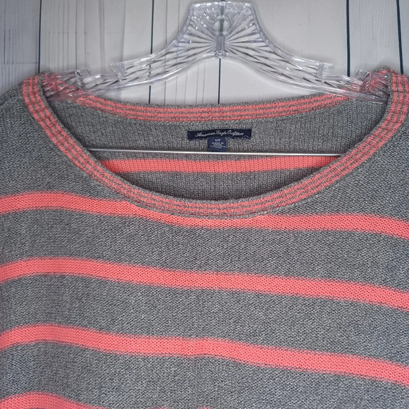 American Eagle Outfitters lightweight pink and gray striped sweater - Picture 4 of 10